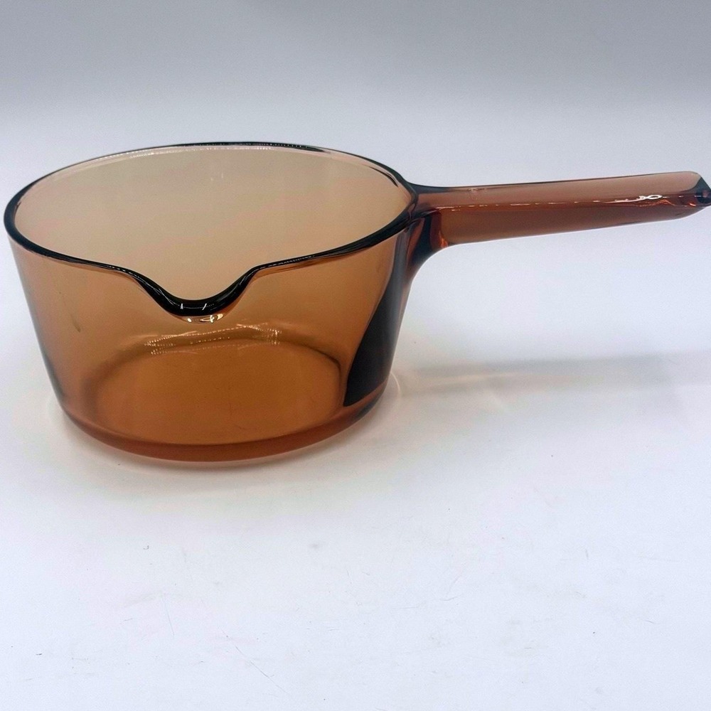 Visions Corning V-7 Amber Glass Saucepan No Lid .7L 1.5 Pint